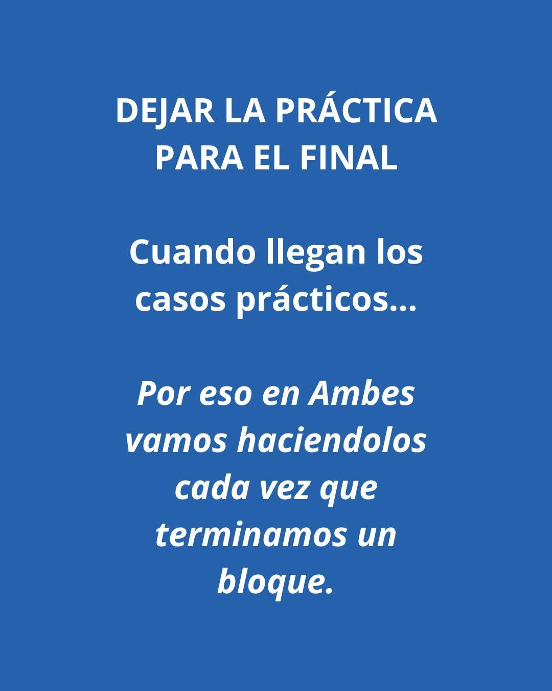 Imagen de Instagram sobre dejar la práctica para el final en la oposición de agente medioambiental