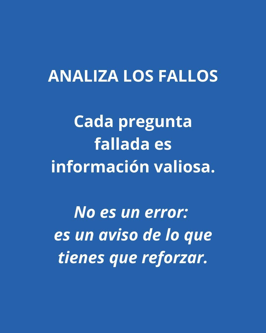 Imagen de Instagram sobre analizar los fallos al preparar test de oposición