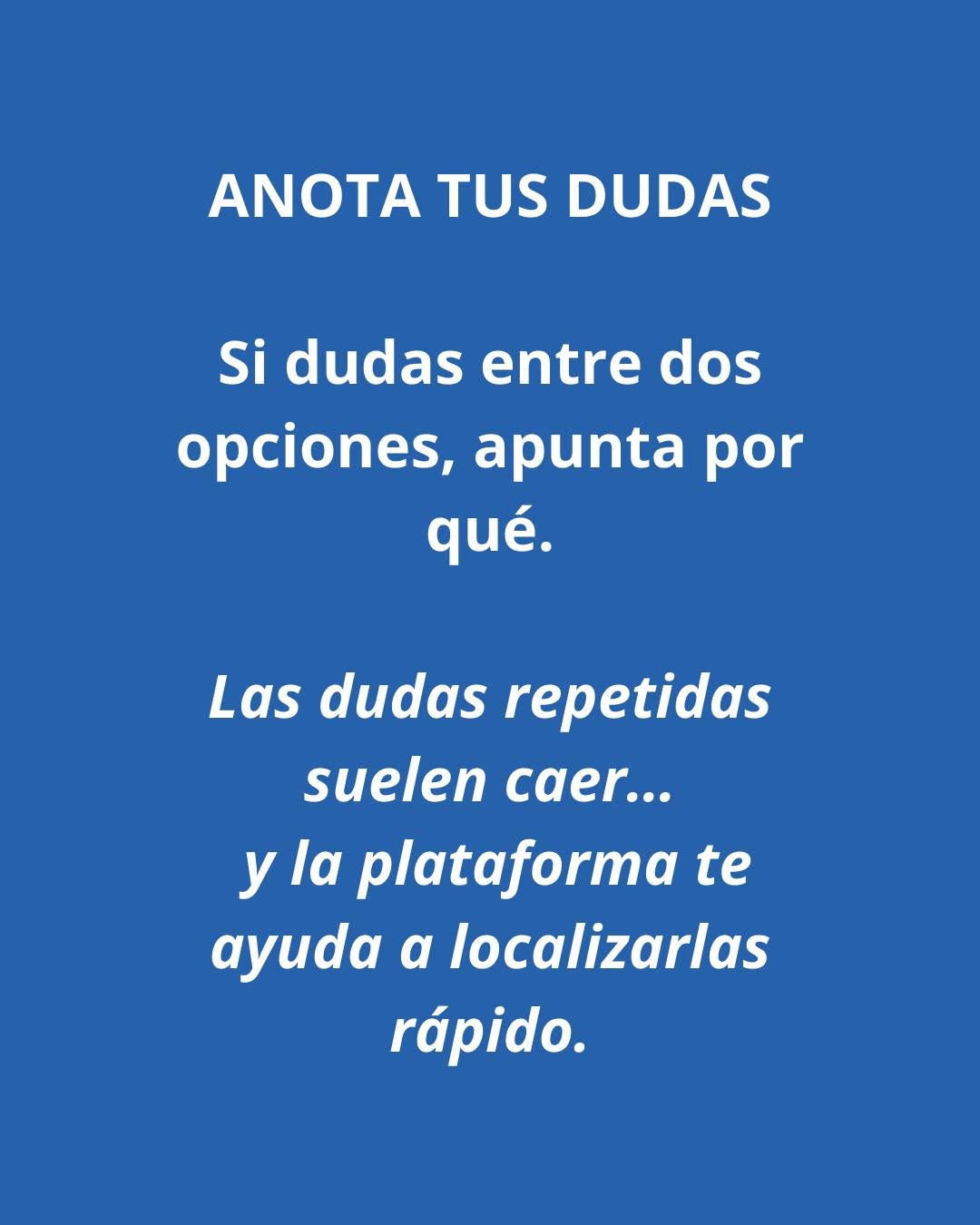 Imagen de Instagram sobre anotar dudas recurrentes al estudiar test